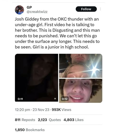 josh giddey leak video|Damning footage of Josh Giddey with minor Livv Cook 